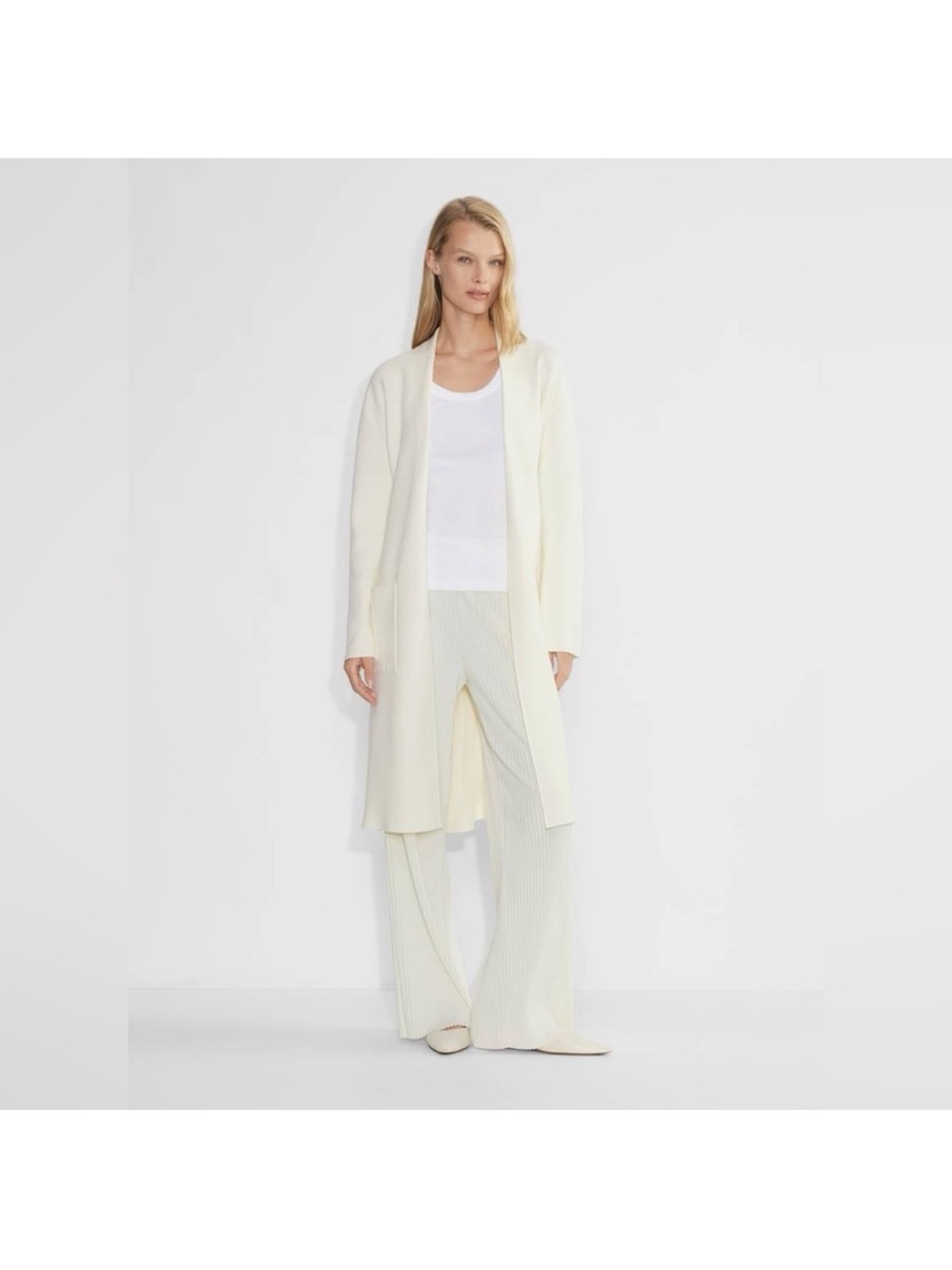 Babaton Long Open Front Ivory Sweater - Medium